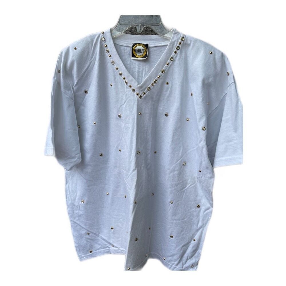 Vintage oversized 100% Colton size L Designs Limited gold and rhinestone studded